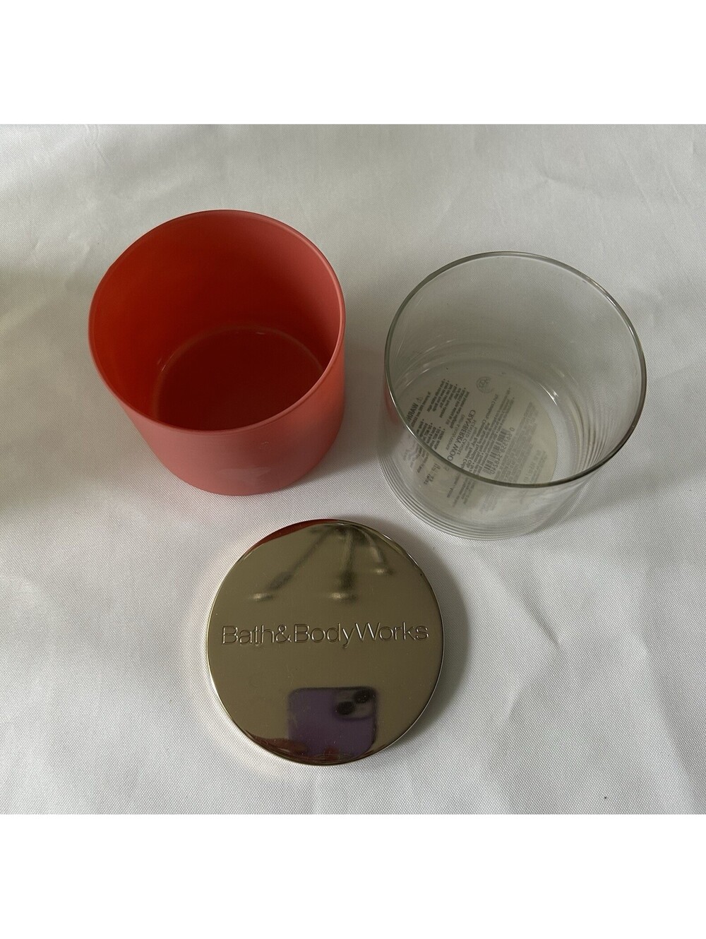 Bath & Body Works 3 Wick Candle Jars Lot of 2 W/ 1 Lid Crafts Candle Making Etc